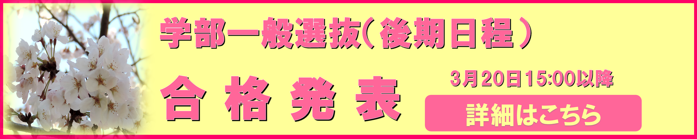 学部一般選抜（後期）合格発表